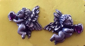 Adorable Cupid Valentines Day Love Purple Earrings - Picture 1 of 2