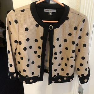 Danny & Nicole Boat Neck Polka Dot Print PK Jacket/ Blazer (ONLY) - Picture 1 of 12