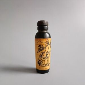 Exquis modèle de bouteille à tabac chinoise peinte à la main homme femme / bétail gu motif aléatoire