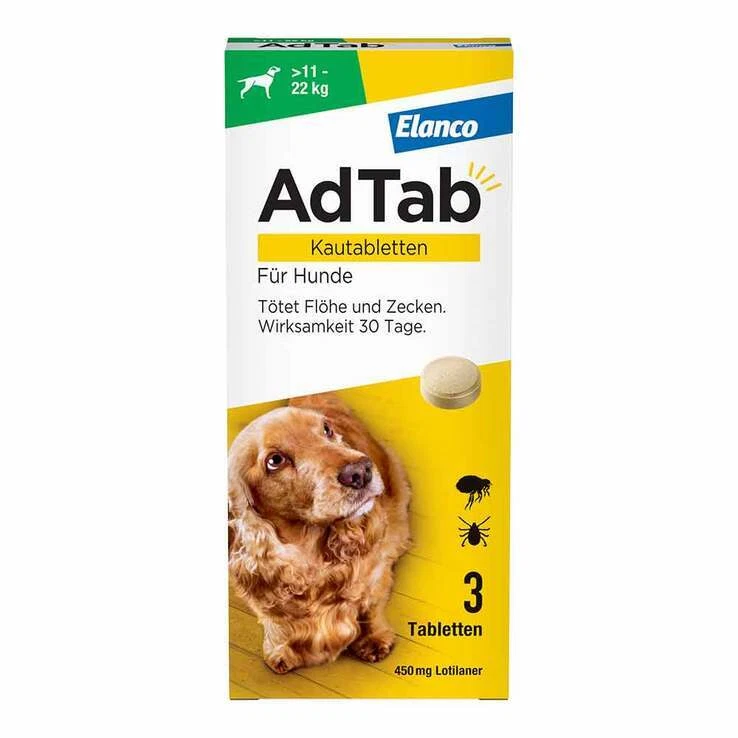 AdTab™ Kautabletten für große Hunde 450 mg 11 bis 22 kg · 3 St · PZN 18752686