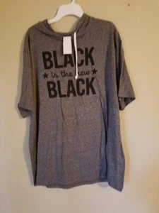 Fifth Sun Men's Hooded Short Sleeve T-shirt Black is the New Black , Sz 2XB Gray - Picture 1 of 4