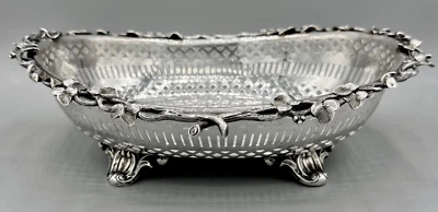 Centro de mesa de plata Neo clásico del siglo XIX plato de cesta Foto 1 de 4
