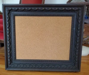 Ornately Carved Wooden Bulletin Message Board Cork Back Repurposed Mirror Frame - Picture 1 of 24