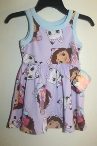 Vestido sin mangas Gabby's Dollhouse infantes niñas púrpura rosa talla 12 meses - Imagen 1 de 5
