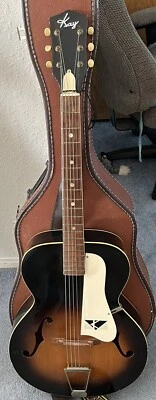 Vintage KAY 6-STRING ACOUSTIC GUITAR w/Case, Strap 1950’s “K” PICKGUARD - Image 1 of 4