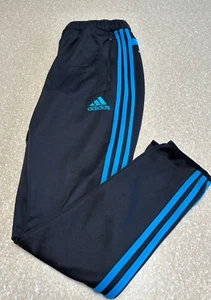 Youth Adidas ClimaCool Black W/ Blue Stripe Ankle Zip Track Pants Size Medium - Picture 1 of 6