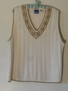 EP Pro Golf Knit Vest Men's XL Ivory White Taupe V Neck Cotton Rich MINT 48 inch - Picture 1 of 6