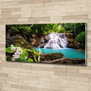 Glas-Bild Wandbilder Druck auf Glas 125x50 Deko Landschaften Wasserfall Thailand - Bild 1 von 6