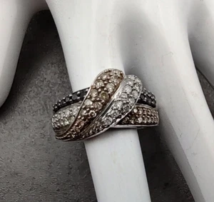 Nachlass Affinity Sterlingsilber dreifarbig Diamant Ring weiß champagner schwarz Gr. 9 - Bild 1 von 15