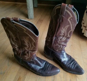 Botas de Vaquero Occidentales Vintage Justin Genuinas Piel de Lagarto Talla 9 C - Imagen 1 de 7