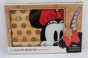 Picnic Time Disney Icon "Minnie Mouse" Glasstop Serving Board with Cheese Knife - Picture 1 of 2