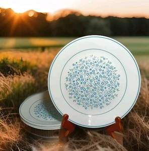 Corelle by Corning Blue Heather Tiny Flowers Dinner Plate 10 1/4" Diameter Set 6 - Picture 1 of 7