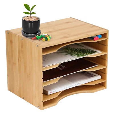 Dokumentenablage Holz A4 Papierablage 4 Einlegeböden Schreibtisch Büro Organizer - Bild 1 von 4