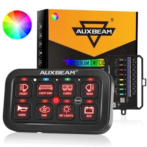 Sistema de relé de panel de interruptor de 8 velocidades Auxbeam RA80 RGB para camioneta Jeep Ford Chevy ATV - Imagen 1 de 12