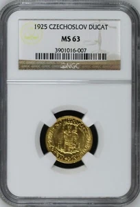 CZECHOSLOVAKIA - CZECH REP , GOLD 1 DUCAT 1925 KREMNICA MINT NGC MS 63 , RARE1 - Picture 1 of 2