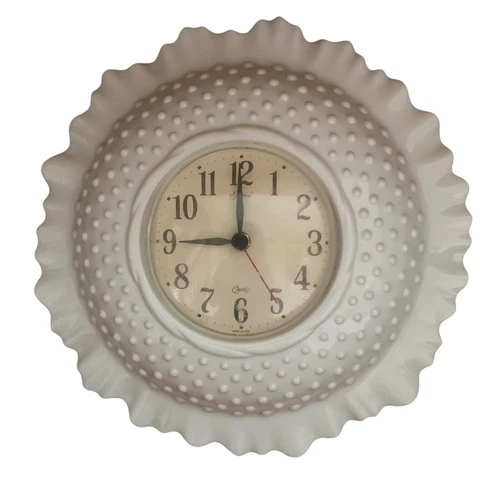 Vintage Burwood White Hobnail Plastic Wall Clock Homco Quartz 2684 USA Cover