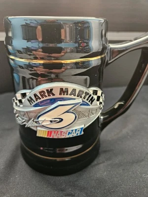 Beer Mug - Mark Martin NASCAR Driver Nr 6 Black Beer Mug - Winged Handle - Image 1 of 3