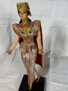 "Muñeca tailandesa vintage disfraz nacional Siam danza tradicional dama bailarina estatua 13""" - Imagen 1 de 10