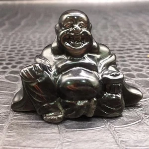 Natural Silver Obsidian Quartz Crystal Carved Maitreya Buddha Healing Decora 50g - Picture 1 of 6