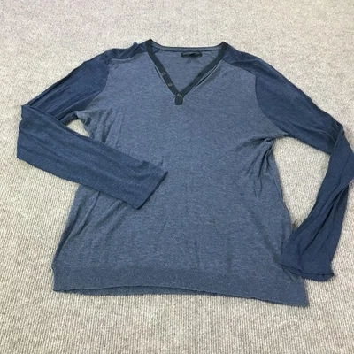 John Varvatos U.S.A. Henley Camisa Para Hombres Grande Cuello en V Manga Larga Raglán Pullover Foto 1 de 4