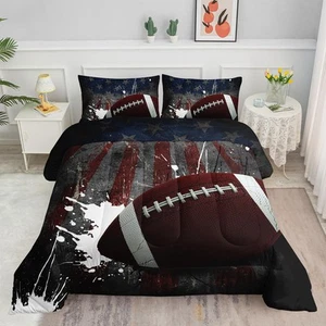 American Flag Comforter Set American Football Graffiti Printed Bedding Set wi... - Picture 1 of 5