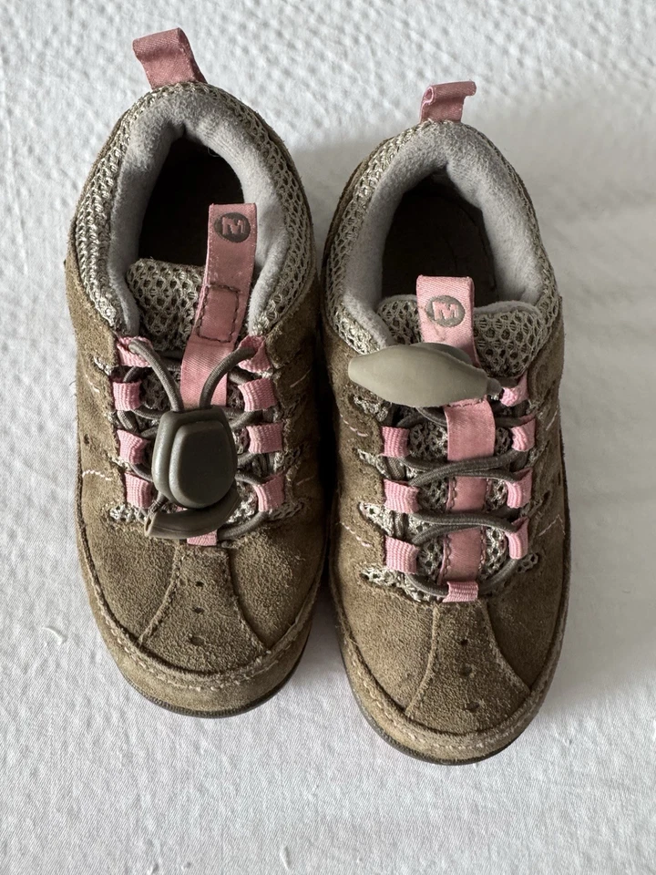 Merrell Toddler Hiking Shoes Size 10 Brown Suede and Pink - Image 1 of 4