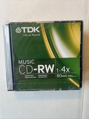 TDK CDRW80TWN 80-Minute 1-4x 700mb CD-RW Music Rewritable Pack Of 9 New - Image 1 of 3