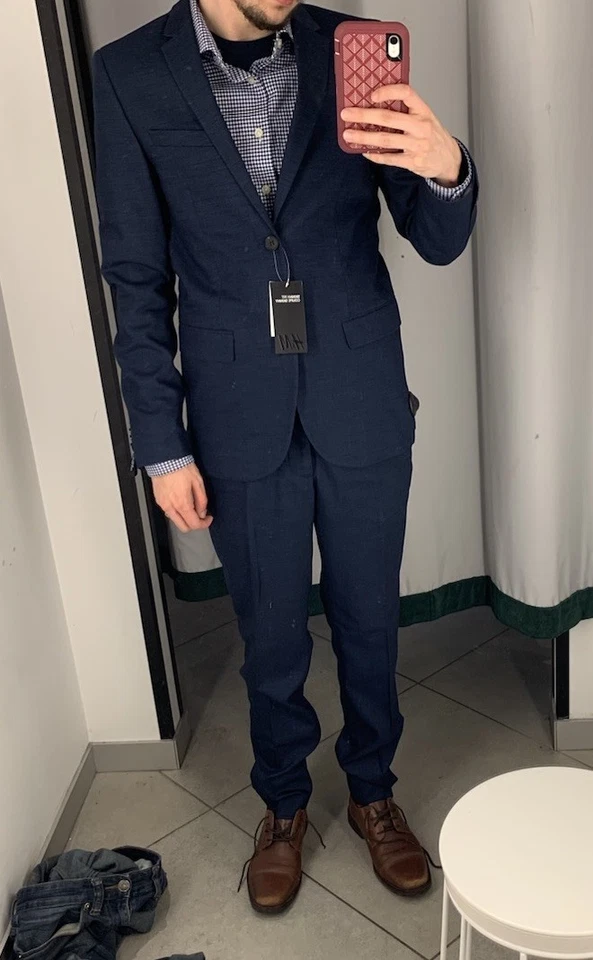Conjunto de traje para hombre H&M ajustado azul real 34r 30w pantalones Foto 1 de 4