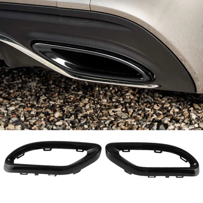For Mercedes Benz C-Class W205 AMG-Line 14-21 Gloss Black Exhaust Tip Bezel Trim - Image 1 of 4