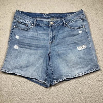 Natural Reflections Shorts Women's 16 Blue Light Wash 6 1/2 in Inseam Distressed - Image 1 of 4