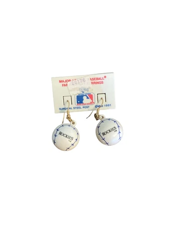 Major League Baseball Fan-tastic Earrings Rockies Vintage MLB 1991 Russ Cover