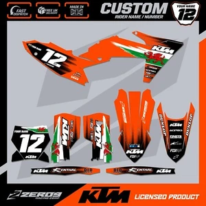 KTM MOTOCROSS GRAPHICS, CUSTOM MX GRAPHICS KIT , SX SXF EXC EXCF FLAG WALES ORG - Picture 1 of 12
