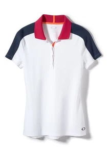 Women's Oakley Golf Fade Polo S/S Shirt White Midnight Blue Size XS Small - Picture 1 of 6