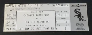 Carlton Fisk Home Run Randy Johnson Win Game Full Mint Unused Ticket 1991 - Imagen 1 de 2