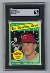 Carta baseball 1969 Topps #424 Pete Rose Cincinnati Reds graduata SGC 6 - Foto 1 di 2