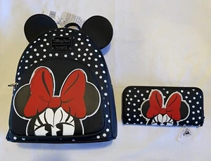 Disney Parks Loungefly Minnie Mouse Polka Dot Mini Backpack AND Wallet Set!! - Picture 1 of 10