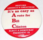 1992 Bill Clinton 3" Al Gore Campaign Pin Pinback Button Political President