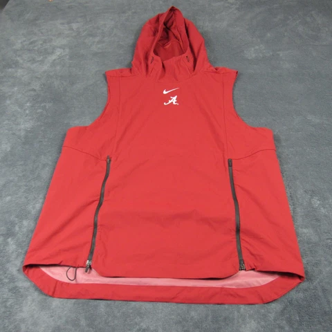 Alabama Crimson Tide Vest Mens Large Red Pullover Hooded Football Dri Fit Nike Cover