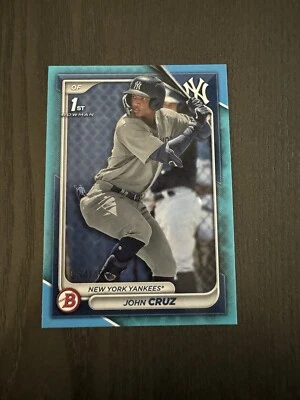 2024 Bowman Prospects Sky Blue Border Parallel /499 #BP-77 JOHN CRUZ Rookie RC - Image 1 of 3