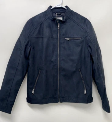 Jack & Jones Hombres L JJEROCKY Chaqueta Jet Negro Imitación Gamuza Motociclista Vegano Moto Bombardero Foto 1 de 4