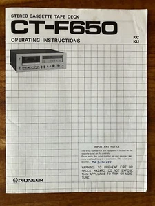 Original Pioneer CT-F650 Stereo Cassette Deck Operating Manual with Schematic - Picture 1 of 2