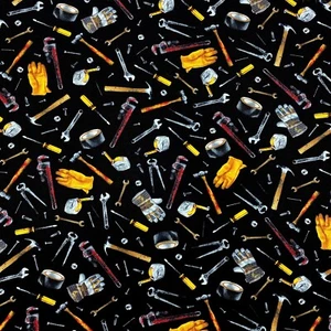 Tools Gadgets Hammers Novelty Sewing Quilting Cotton Fabric 1/2 Yard - Picture 1 of 2