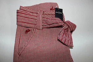 ABERCROMBIE Size M Girl's Pant Flat Front Red White Check Capri NEW - Picture 1 of 8