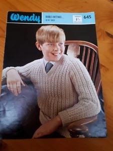Vintage Wendy No: 645 Boy's Sweater 30-34" Chest Knitting Pattern - Picture 1 of 2