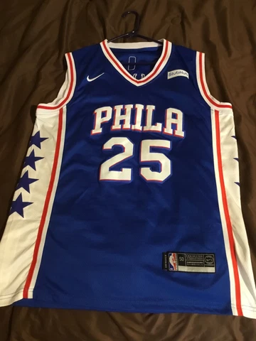 Nike Swingman Size 50 XL Ben Simmons #25 Philadelphia 76ers Blue Jersey Patch Cover