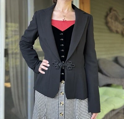 Vintage 90s Ralph Lauren Black Label Wool jacket blazer medium black women's - Image 1 of 4