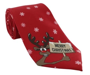 Michelsons UK - Red Merry Christmas Polyester Tie - Picture 1 of 4