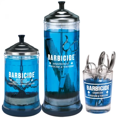 BARBICIDE Disinfectant Glass Jar for Nail Tools and Barber Supplies