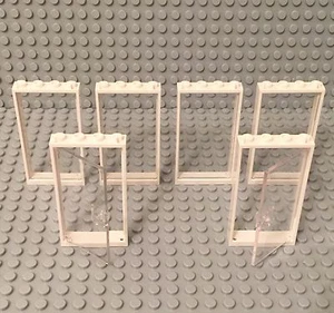 Lego 2 Trans-clear Glass Door,4 White Frame W/ Glass 1x4x6 / City Building Parts - Picture 1 of 2