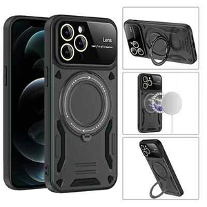 Funda de móvil soporte blindado protección de cámara con imán para iPhone 15 Pro 14 13 12 11 - Imagen 1 de 23